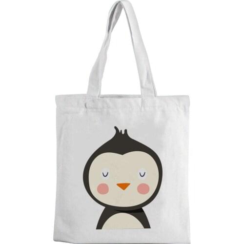 2021 New Canvas Bag Cartoon Animal Picture Print CanvasBag LargeCapacity White Fashion Leisure Environment-friendly Shopping Bag