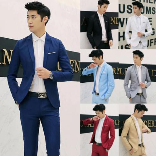 New trendy casual Mens Casual Slim Fit One Button Suit Blazer Long Sleeve Business Coat Jacket With Pocket