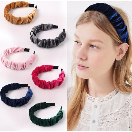 Korean Hair Band Women Headbands Colorful Solid Color Folds Velvet HairBands Girls Hair Hoop Bezel Headband Hair Accessories