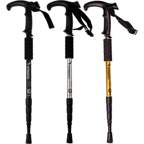 Outdoor Camping Hiking Trekking Trail Ultralight 4-section Adjustable Canes Alpenstocks Folding Walking Poles