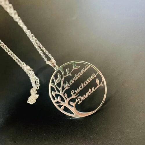 Personalized Name Necklaces Life Tree Of Family Custom Name Necklace Stainless Steel Letter Pendant Choker Name Necklace Gifts
