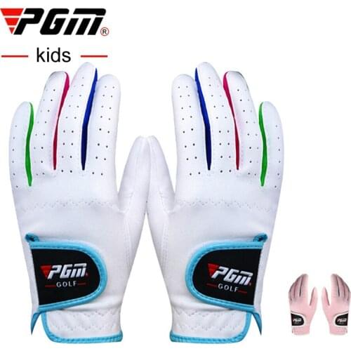 PGM Boys Girls Outdoor Sport Cloth Golf Gloves Breathable Anti-slipping Gloves 1 Pair 2 Color White Pink for Child ST010