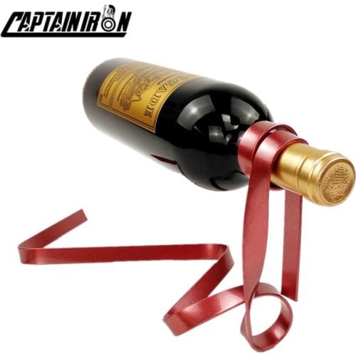 CAPTAINIRON Creative Floating Ribbon Shaped Wine Holder Iron Wine Table Stand Nodic Metal Decoration Wine Rack for Home Decor