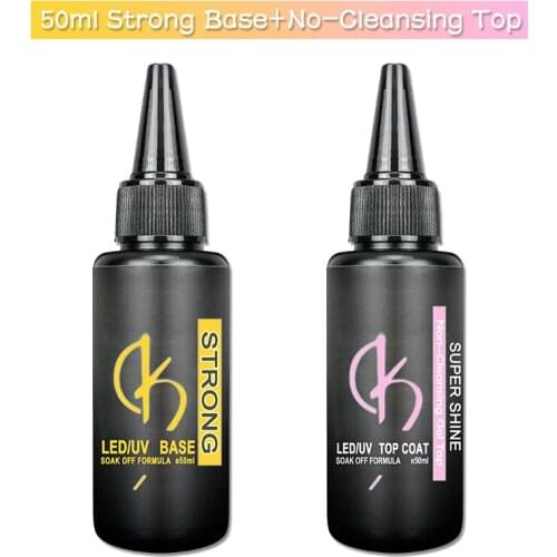 50ml Strong Rubber Base Coat Semi-permanent Varnish Tempering Top Coat y Base Coat Nails Art Thick Base for Gel Polish uv Gellak