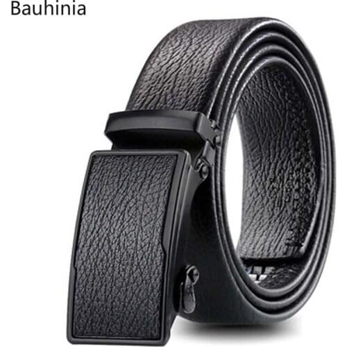 Bauhinia 130*3.5cm Mens Black Automatic Buckle Belt Trend Youth Mens Leather Personality Simple Business Beautiful Belt
