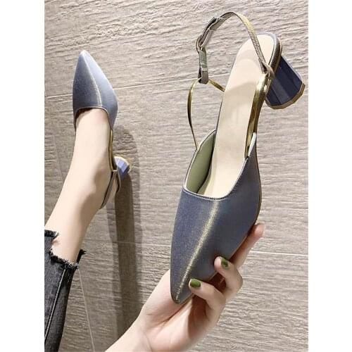 Pointed Toe Plus Size 40 Sandals Summer New Fashion Temperament High-Heeled Muller Womens Shoes