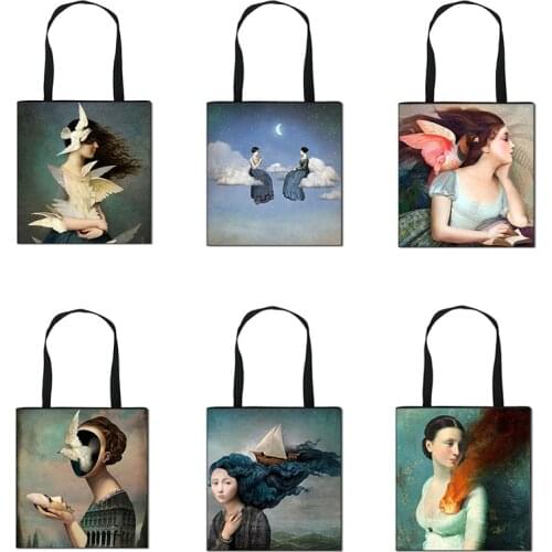 Shakespeare Oil Painting Totes Bag Women Handbag Girl Casual Large Capacity Storage Bags Travel Bags Canvas Shopping Bag