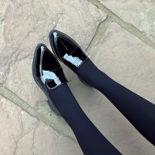 Women Casual Pumps Office Work Shoes Woman Oxford Shoes Black Loafers Pointed Toe Boat Shoes Pointed Toe Zapatos Mujer