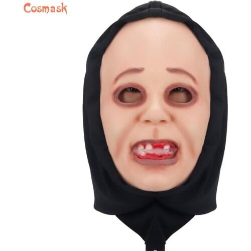 Cosmask Pu Foam Missing Teeth Nun Mask Halloween Party Terrible Latex Mask Headscarf for Halloween Party Costume Cosplay