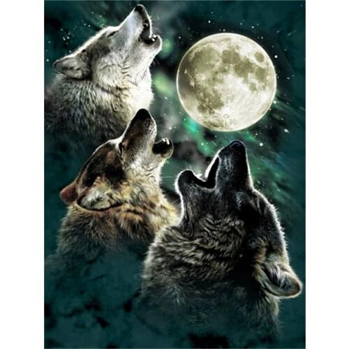 Animal Wolf Printed Water-Soluble Canvas 11CT Cross-Stitch Embroidery Full Kit DMC Threads Needlework Hobby Painting Floss