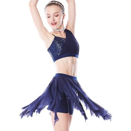 High Quality Tap Jazz Ballet Dancing Dress Women Sequined Dance Outfit Adult Lyrical Contemporary Performance Clothing