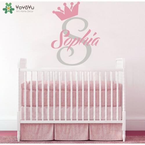 YOYOYU Wall Decal Girls Personalized Name Wall Stickers For Kids Rooms Customer Name Modern Design Nursery Decor DIY Mural SY701