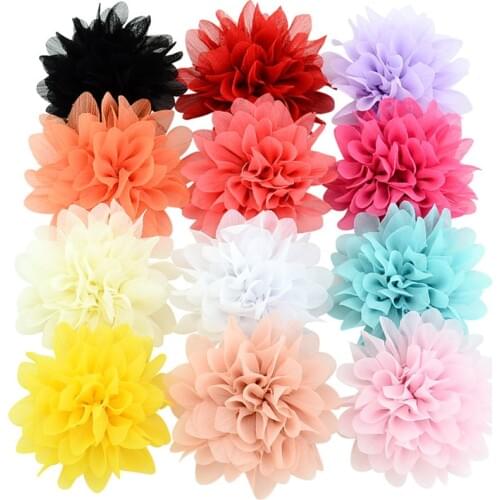 Approx 4" Chiffon Flower Hairpin Children Hair Clip Kid Girl DIY Hair Clips Hair Pin Headdress Barrette Women Hair Accessorises