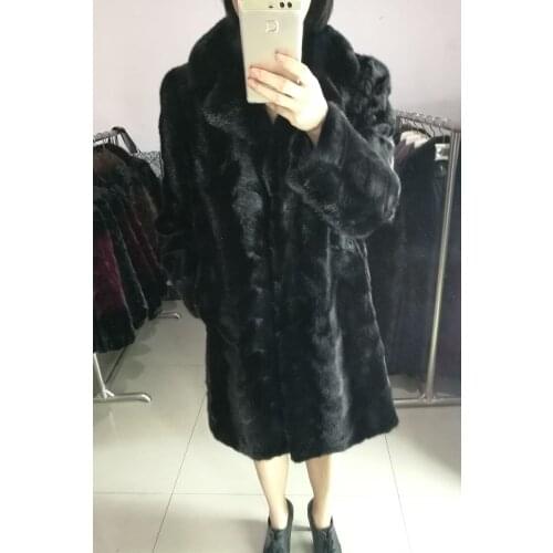 Natural Real Mink fur coat 2017 new piece mink fur long female jacket