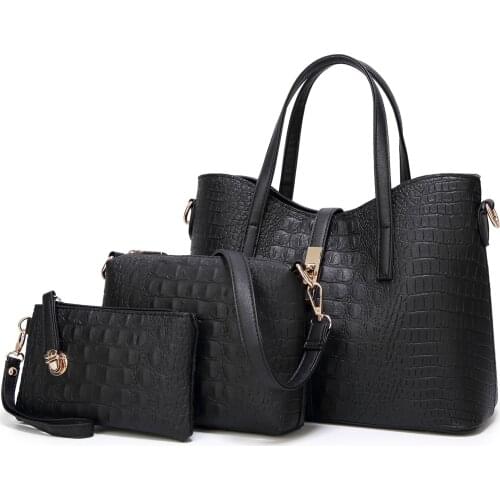 2019 new womens bag, European and American fashion trend, single shoulder bag, crocodile print handbag, three-piece mother bag