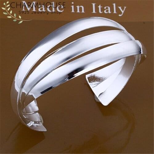 Pure Silver 925 Bangle Bracelets for Women Twisted Wrist Cuff Bangles Wristband Pulseira Femme Wedding Bridal Jewelry Bijoux