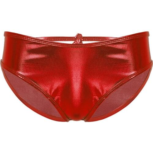 Womens Lingerie Sexy Underwear Shiny Hollow Out Back Panties Bottoms Metallic High Waist Briefs Nightclub Dance Rave Costume