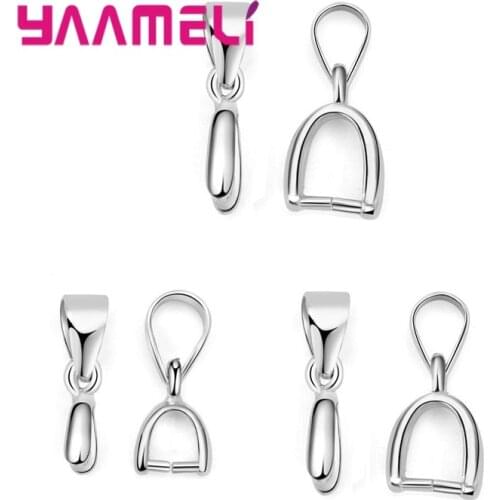 20pcs/lot 925 Sterling Silver Pinch Clip Bail Clasps Bead Pendant Connector Findings for DIY Necklace Jewelry Making Supplies