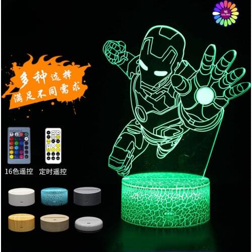 Disney Avengers Marvel Iron Man 3d Night Light Led Visual Table Lamp Gift Light Childrens Toy Christmas Gift Birthday Gift