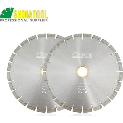 SHDIATOOL 2pcs Dia 14" Diamond Silent Saw Blade Sandwich Steel Core Cutting Disc Bore 60mm 50mm Granite Blade Diamond Wheel