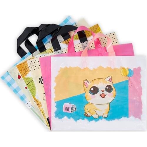 Large Plastic Clothing Bag Womens Childrens Clothing Lattice Hand Bag Cosmetics Store Shopping Bag Customization 10pcs/lot