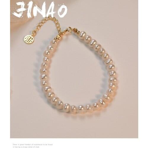 JINAO S925 Sterling Silver Pearl Bracelet Natural Pearl Bracelet Female Summer Bracelet Female Simple Bracelet Ladys Gift