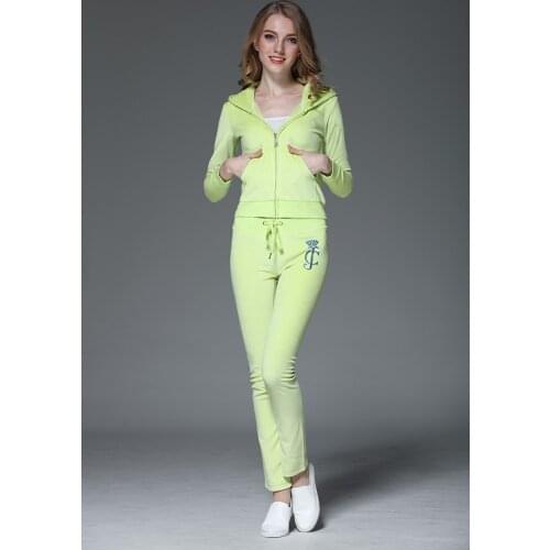 Juicy Lovers Brand Women Casual Suits black green Slim Velvet Letter Womens Tracksuits Hooded Collar Popular Sportswear 905