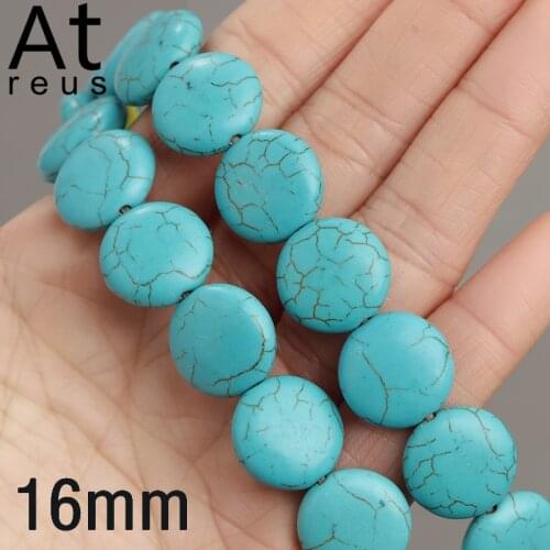 16mm Flat Big Round Natural Turquoises Beads Faceted Starfish Skull Heart Howlite Peace Cross Loose Beads For Jewelry Making DIY