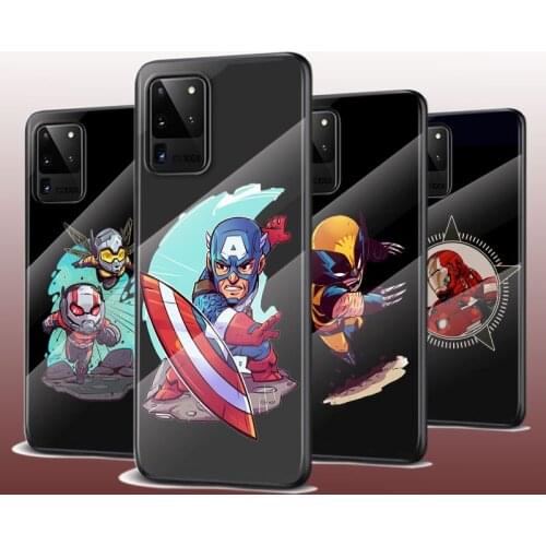 Tempered Glass Cover Marvel Art Cartoon For Samsung Galaxy S20 FE S10e S10 S9 S8 Ultra Plus Lite Plus 5G Phone Case