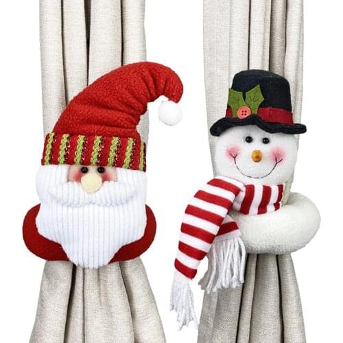 Home Decor Xmas Cartoon Santa Snowman Doll Tieback Holder Window Curtain Hotel Decoration Home Decorative Room Accessories