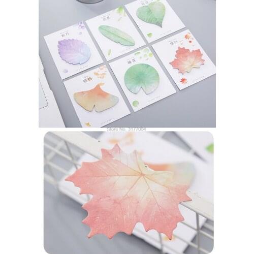 DHL 500pcs Cute Natural Plant Leaf Sticky Note Memo Pad Office Planner Sticker Writing Stationery