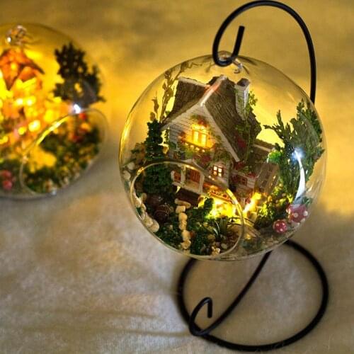 DIY Handicraft Toy Handmade Small House Model Room in the Glass Sphere Assemble the Glass Ball Girls Toy Birthday Present Gift