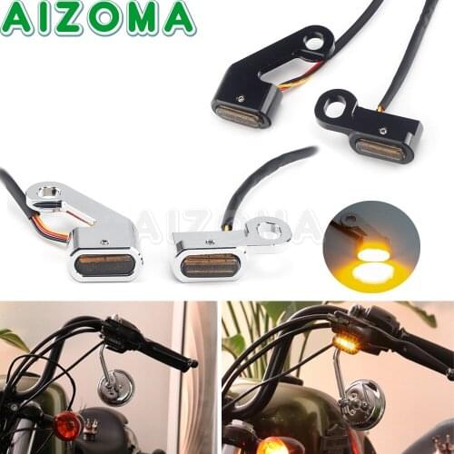 Smoke Lens 12V Motorbike Mini LED Turn Signal Lamp Indicators Amber Light For Harley Dyna Touring Street Electra Glide Road King