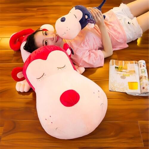 Fancytrader Huge Plush Lying Monkey Pillow Soft Stuffed Animals Big Face Monkey Toys Dolls 90cm 35inch