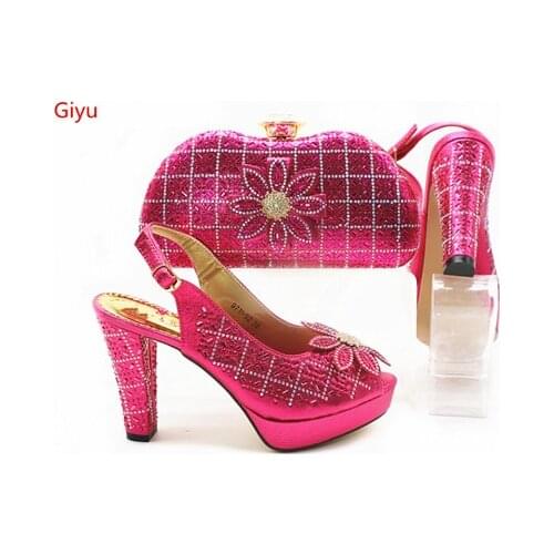 Italian fuchsia Shoes and Bags To Match Set Nigerian Shoes and Matching Bag African Wedding Shoes and Bag Set SSN1-10