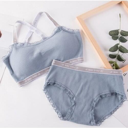 Women Letters Print Underwear Set for Women Solid Color Bras+Panties Set Comfortable Wireless Lingerie Bra Set