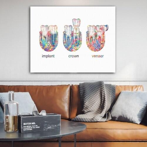 Colorful Tooth Print Dental Wall Art Canvas Painitng Dentist Gift Hygienist Office Decor Clinic Decor