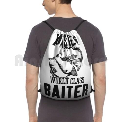 World Class Master Baiter-Black Backpack Drawstring Bags Gym Bag Waterproof Soccer Mom Soccer Kayaking Hiking Sports