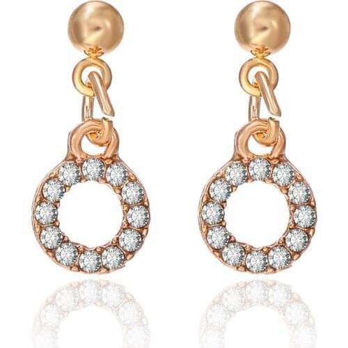 Fashion Circle Popular Stud Earrings Rhinestone Small Geometric Round Garland Hollow Earrings Simple Temperament Earring Gift