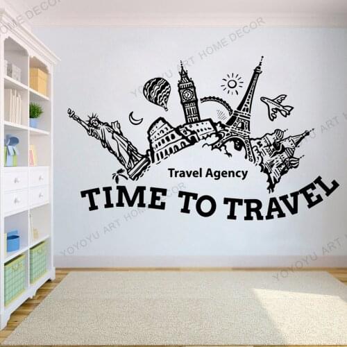Travel Agency Office Summer Holidays Voyage Wall Decal,Office Sticker, Bedroom Journey Explore Travel Adventure Wallpaper JC181