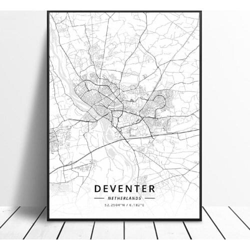 MT1941 Enschede Nijmegen Tilburg Deventer Netherlands Map Poster Painting Art Poster Print Canvas Home Decor Picture Wall Print