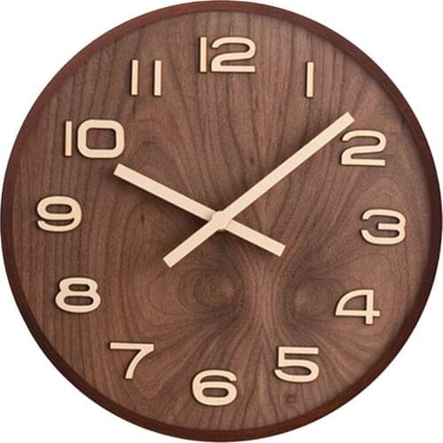 Wall Clock - Battery Operated Vintage Wooden Round Clock Home Decor for Kitchen, Living Room, Bedroom, Office