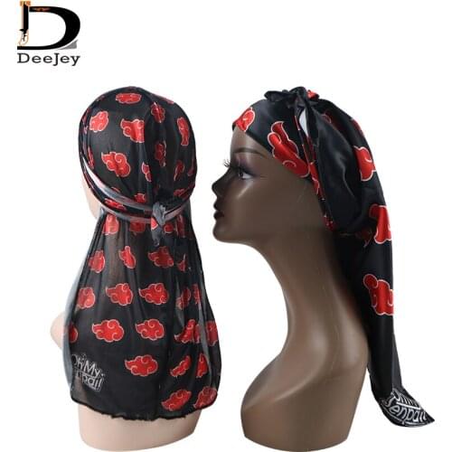 Customized full over logo repeat men durag cirgin hair extension double layer satin bonnet , big scarf