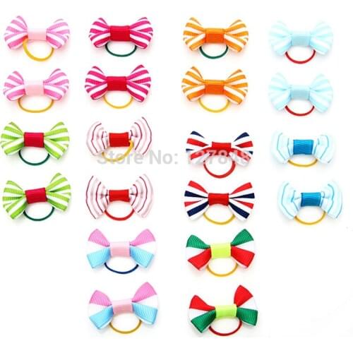 2015 New 100PCS/LOT Handmade Designer Cats accessories pet Dog and Bows with elastic band BoutiquePet Gifts