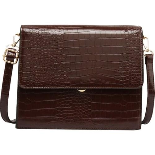 2021 New Ladies Alligator Crossbody Bags for Women Small Vintage Handbags Retro Female Pu Leather Hasp Messenger Bags for Girls