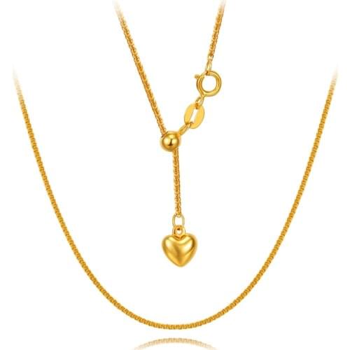 Pure 18K Yellow Gold Necklace Chain Women AU750 Gold Wheat Link Chain Necklace