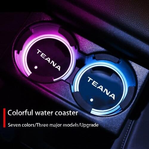 Luminous Car Water Cup Coaster Holder 7 Colorful USB Charging Car Led Atmosphere Light For Nissan Teana J31 J32 J33 J34 1 2 3