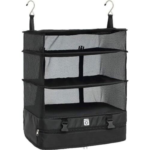 Portable Travel Storage Bag Hook Hanging Organizer Wardrobe Clothes Storage Rack Holder Travel Suitcase Shelves