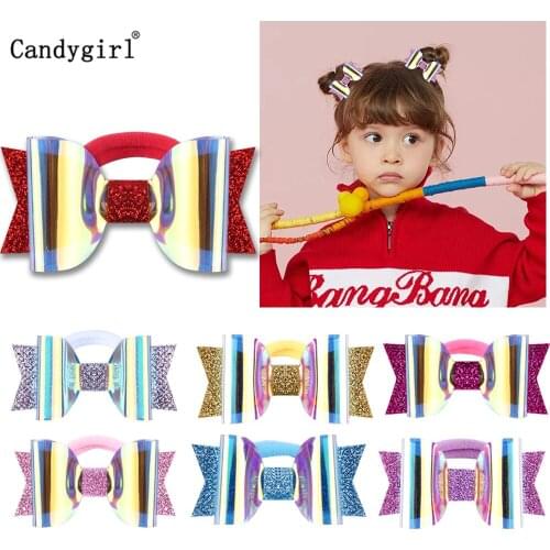 1PC Toddler Hair Ties Girls Sequins Ponytail Holder Glitter Hair Bands Bows Hair Clips for Little Infants Hair Accessories