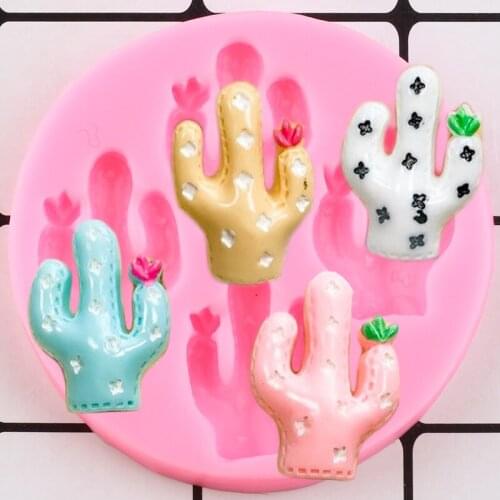 Cactus Plant Silicone Mold Succulents Chocolate Candy Polymer Clay Resin Molds Cupcake Topper Fondant Cake Decorating Tools